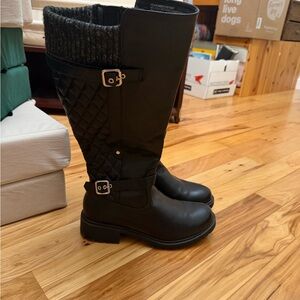 Torrid Black Over the Knee Quilted Boots